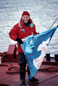 Jacques-Yves Cousteau that is standing in antartica