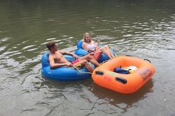 a raft next to a body of water