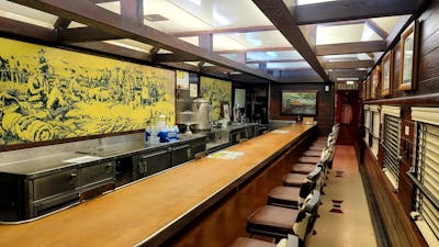 The bar area of the Ranch Car