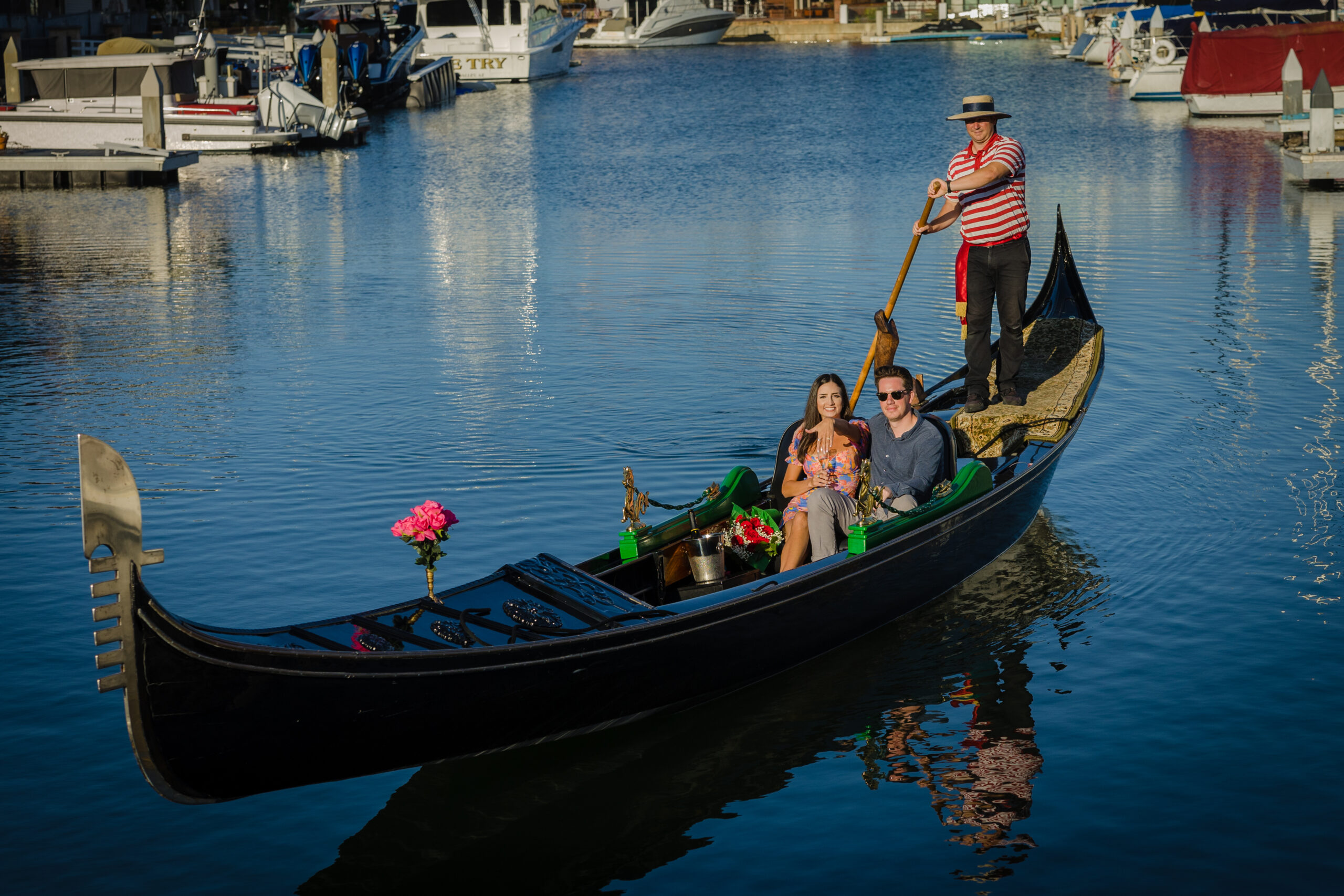Greg used a gift certificate for a gondola ride to propose to his girlfriend at The Gondola Company in San Diego