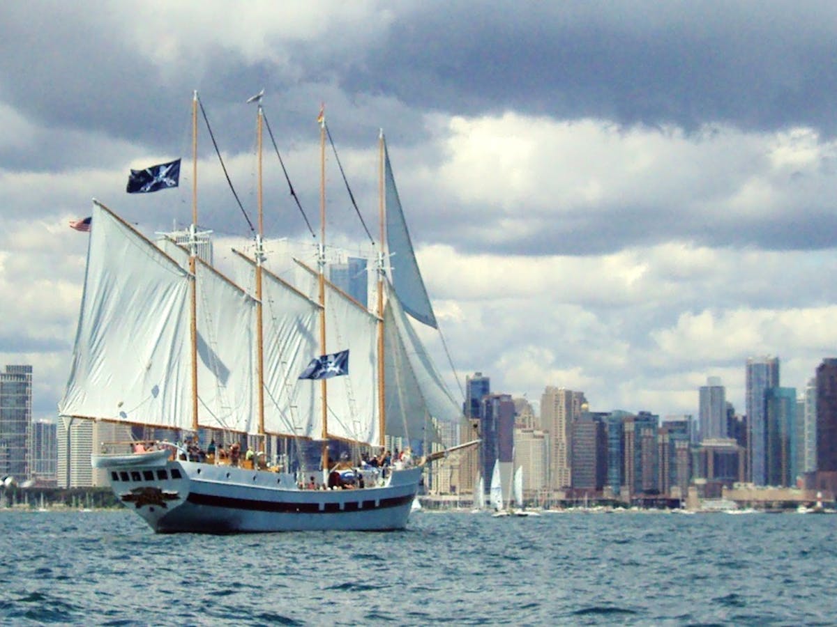 The Tall Ship Windy sailing in Navy Pier
