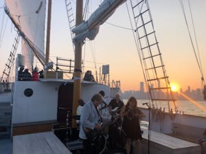 Monday Night Blues band onboard Tall Ship Windy sailing Chicago's Skyline at Sunset