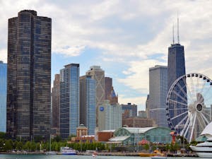 Navy Pier and Chicago Skyline from Lake Michigan