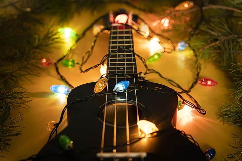 Guitar with Christmas Lights