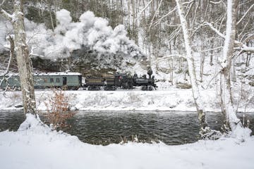 a train covered in snow