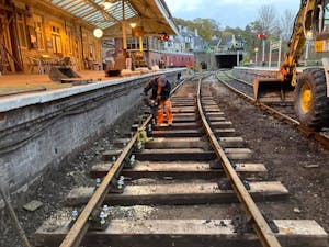 Sleepers being replaced at Llangollen Railway
