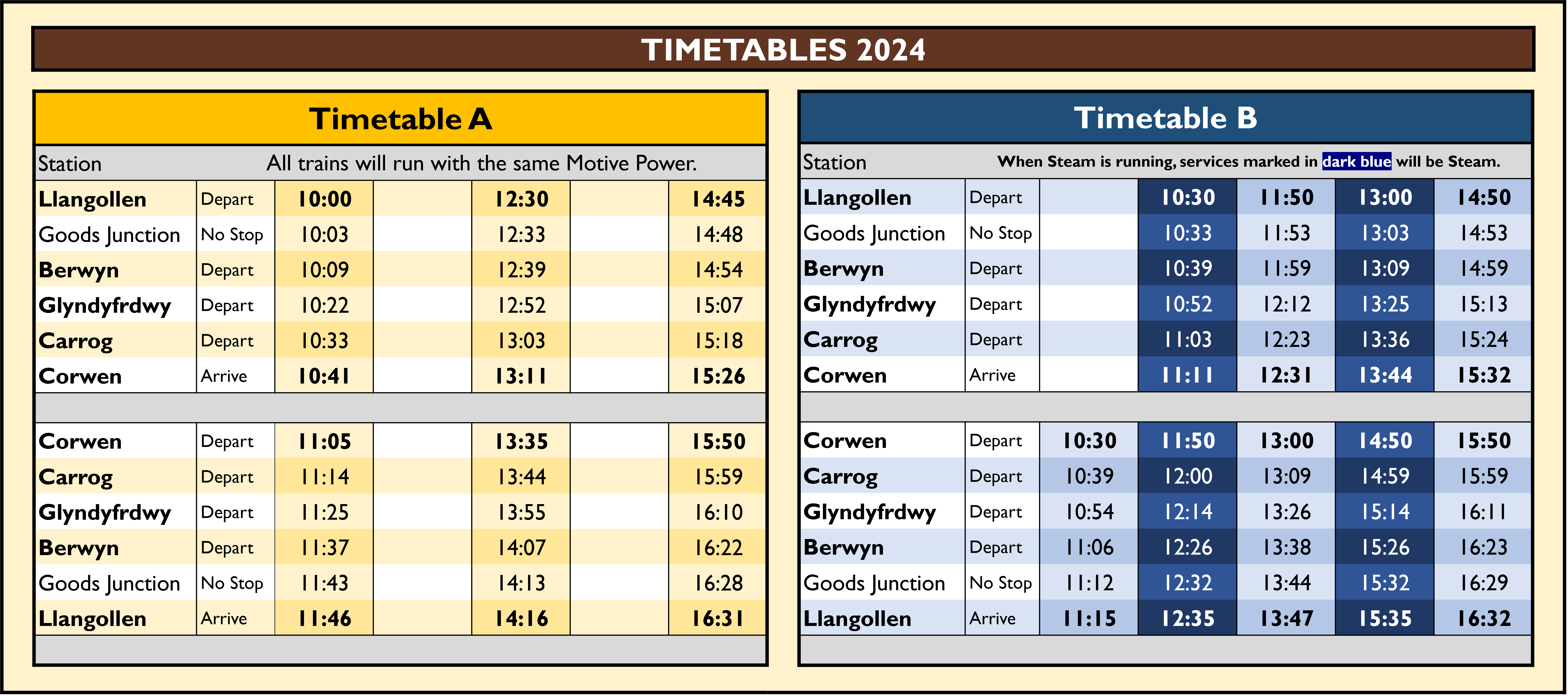 2024 Timetables