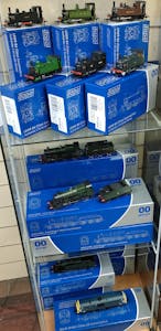 display of model railway locomotives