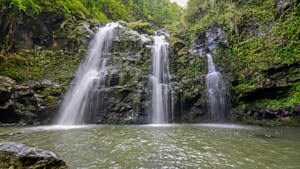 Upper Waikani Falls (Three Bears Falls) along the Hana Highway, Maui, Hawaii