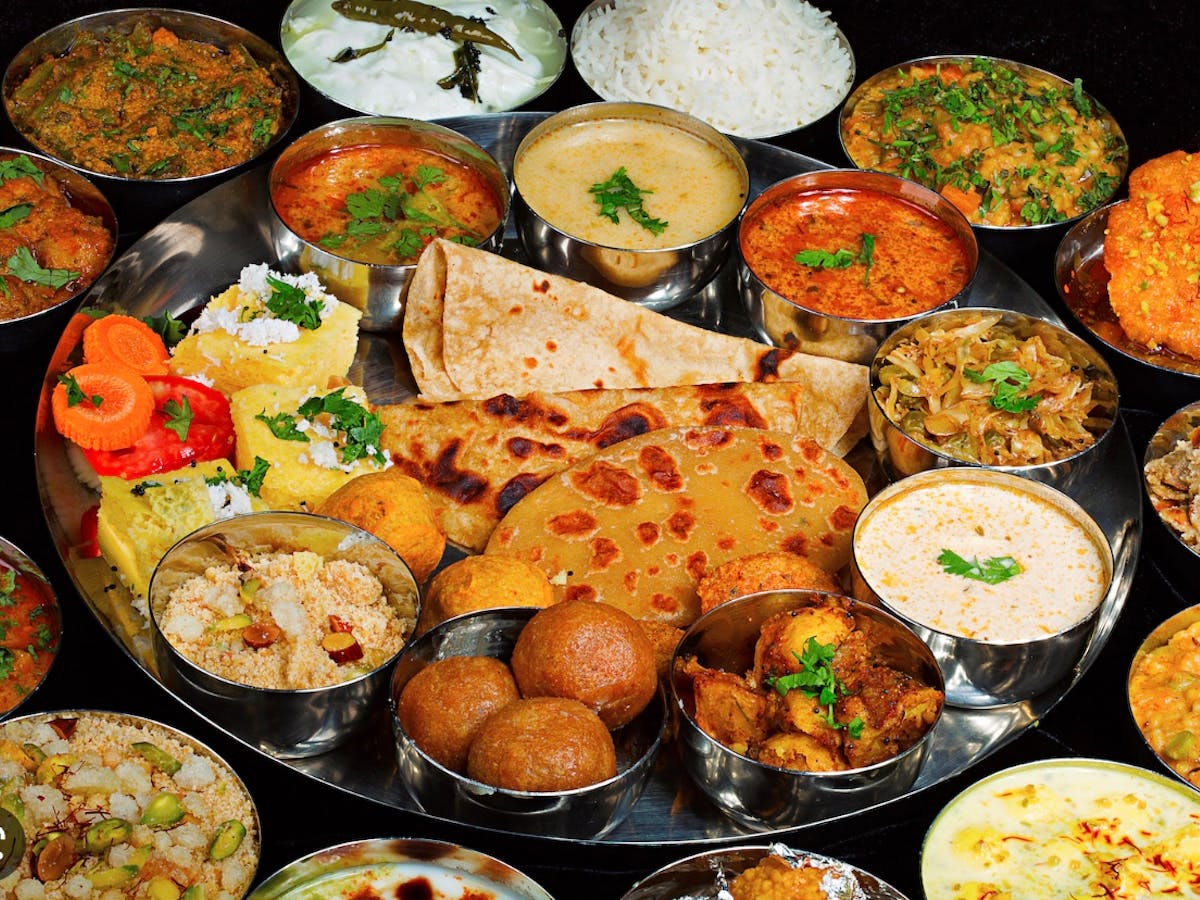 a close up of many different types of food