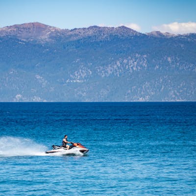 Jet Ski with mountain backdrop