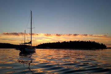 Anchored in a bay enjoying the sunset