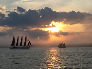 sunset sailing from bar harbor maine