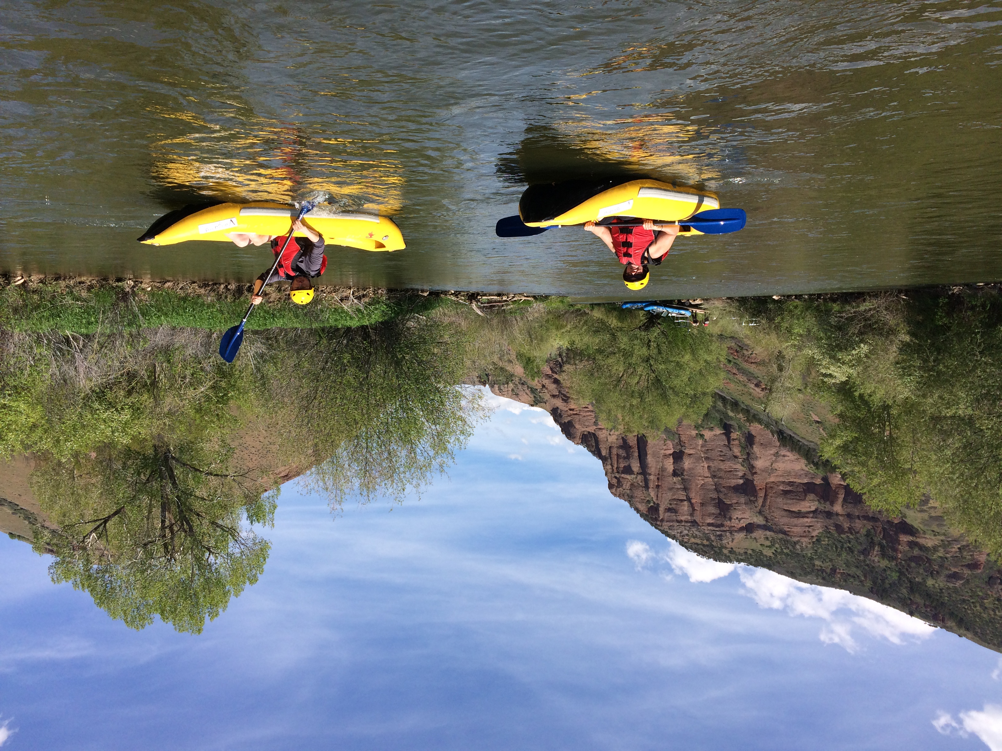 Inflatable kayaks on the Weber River
