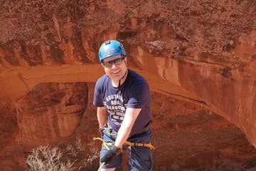 person canyoneering