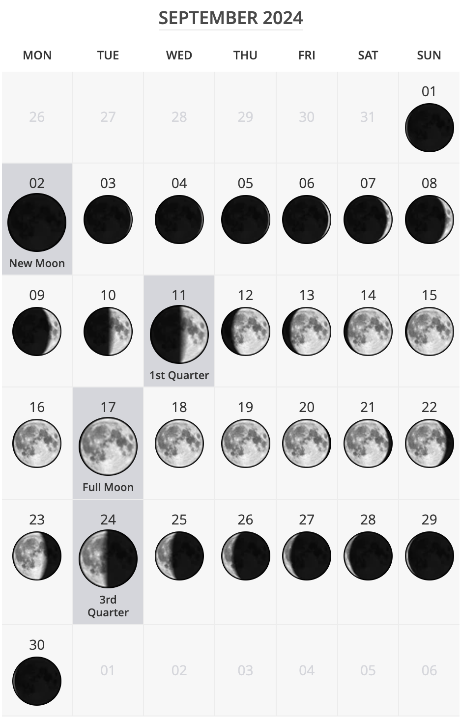 September 2024 Moon Phase