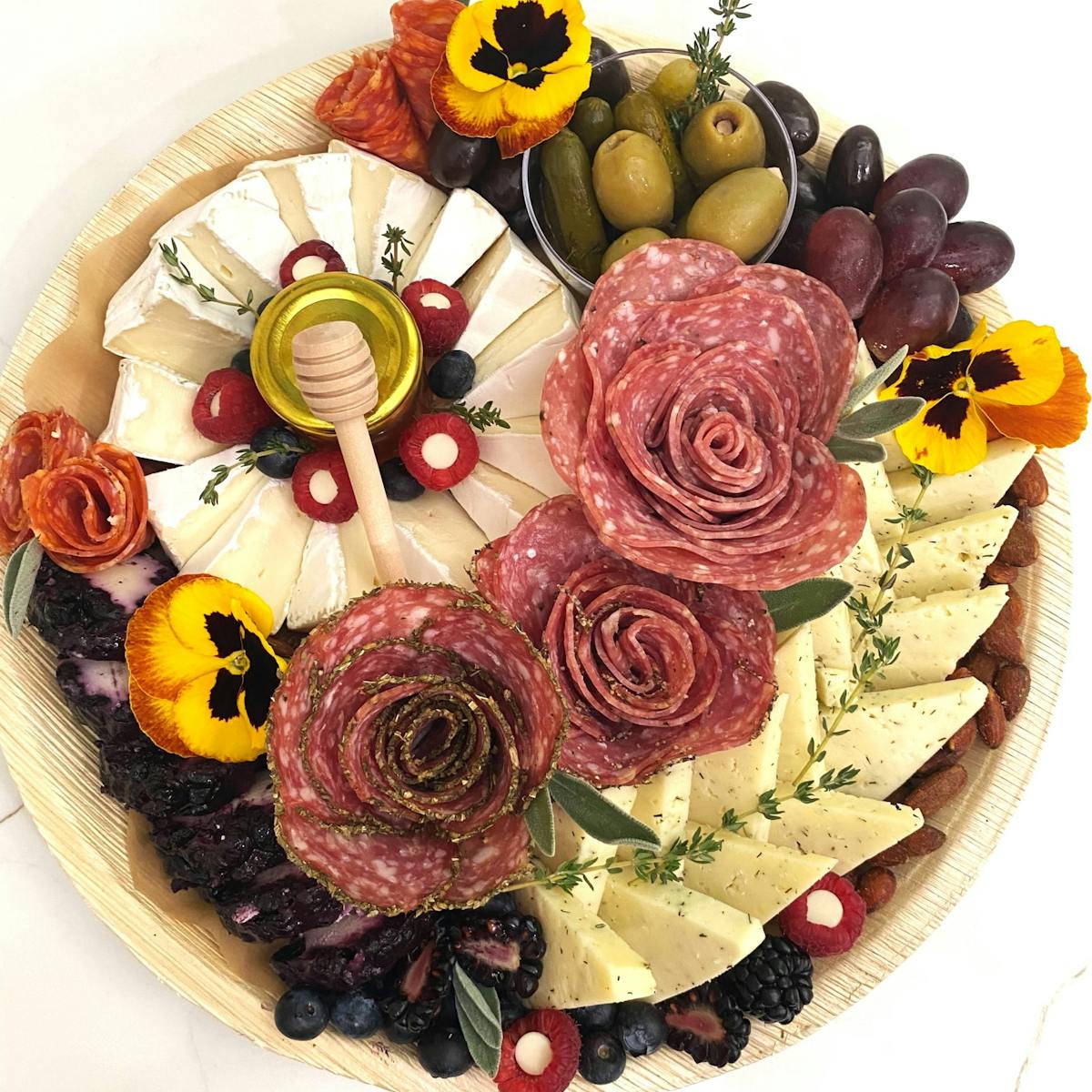charcuterie board with meat and cheese