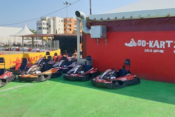 a group of parked go-karts