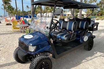 a golfcart used on the florida keys food tour in islamorada, florida keys