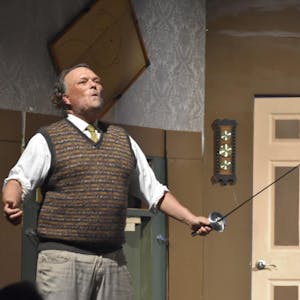 Craig the Actor performing in the play that goes wrong