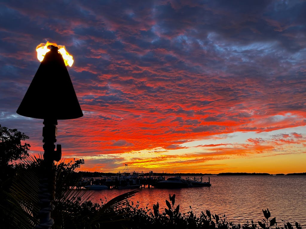 a sunset over the florida bay in islamorada florida keys 