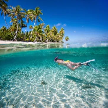A woman snorkeling in in Maui, Hawaii