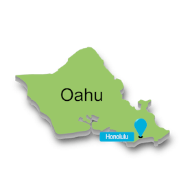 A map of Oahu, Honolulu