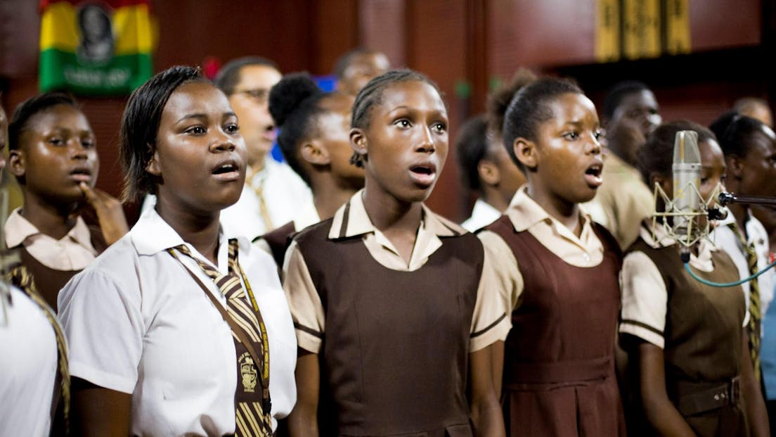 A group of youth singing