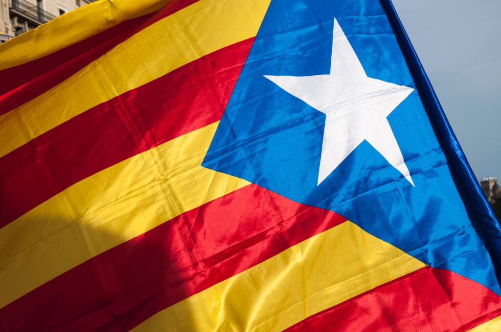 a close up of flag in Barcelona