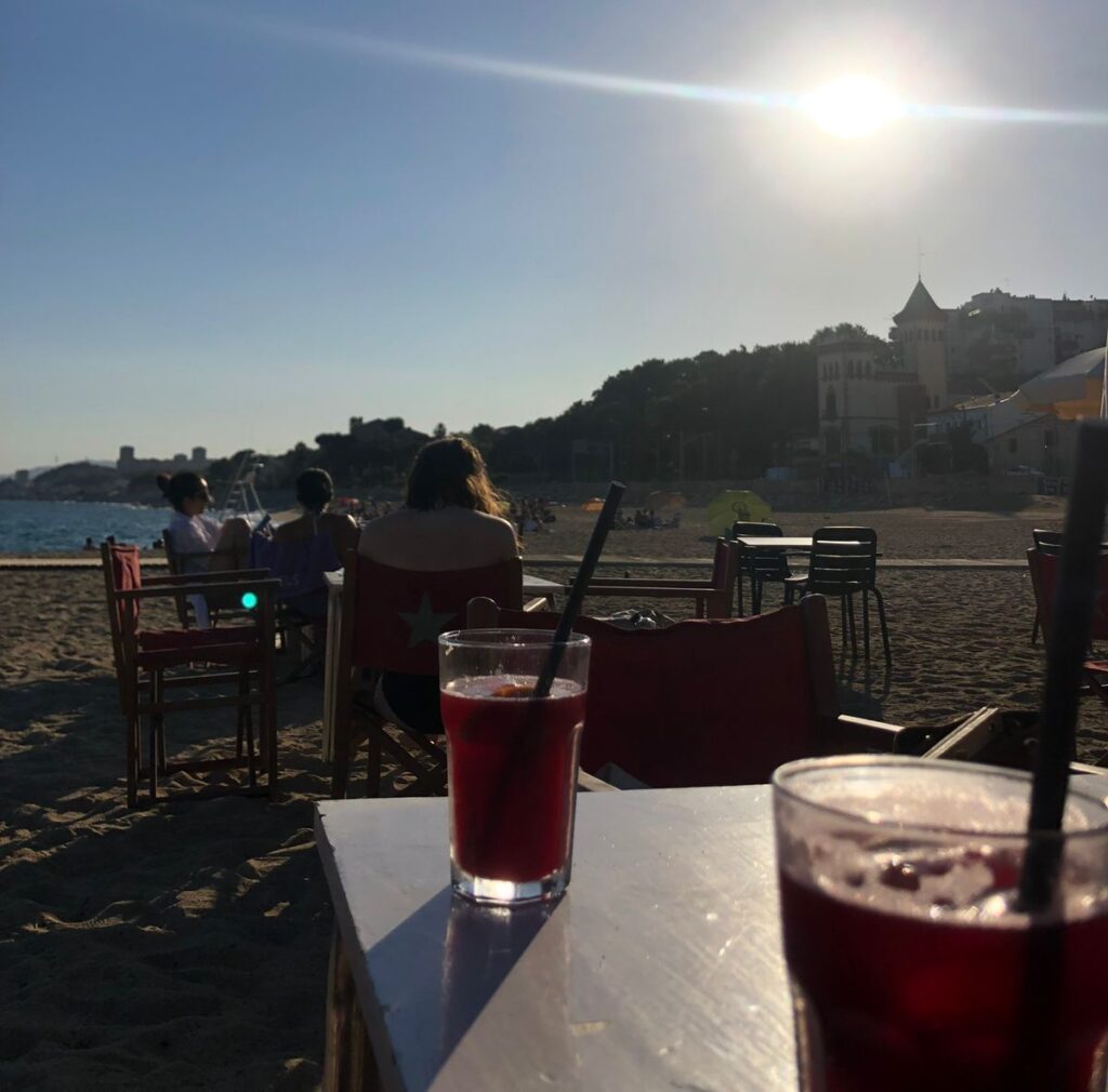 Sunset drinks in Ocata beach, El Masnou