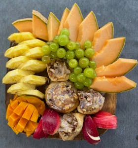 a plate full of fruit
