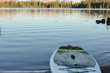 a paddleboard on a lake