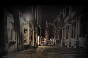 a dark city street