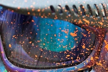 a close up photo of a paintball goggles