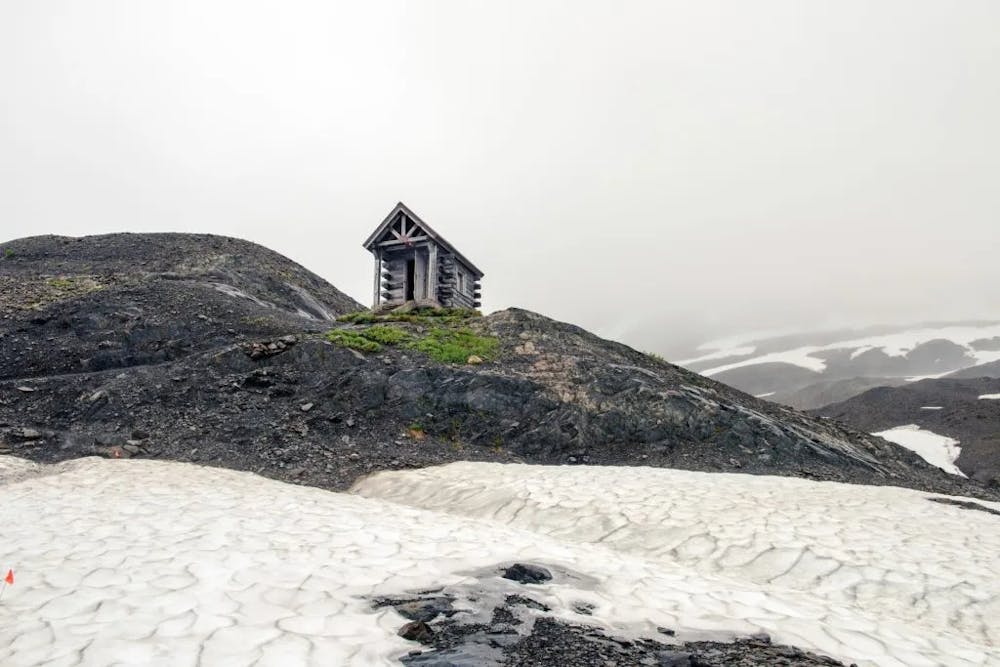 A warming hut on Exit Glacier hike in Alaska
