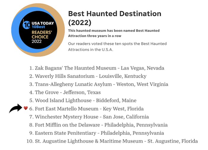 USA Today Top 10 Haunted Attractions Florida Ghost Key West