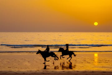 Full moon horse ride on a beach in Australia