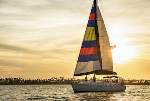 SY Ohana sailing in the Gulf of Mexico on a sunset sail