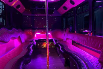 pink Austin party bus bachelorette party