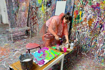 a person working with paints