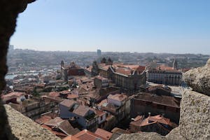Breathtaking panoramic view of Porto city from the top of Clerigos Tower, Portugal