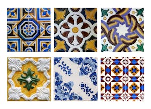 A colorful array of Portuguese Azulejos, showcasing intricate designs and cultural heritage.
