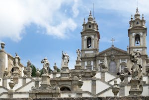 Majestic church of Bom Jesus do Monte in Braga, with iconic staircase adorned with biblical statues