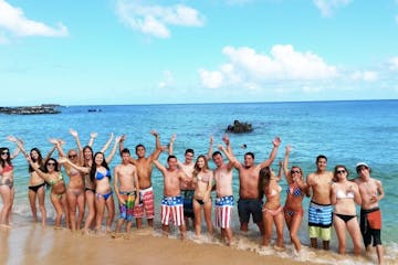 a group of people on private tour of oahu