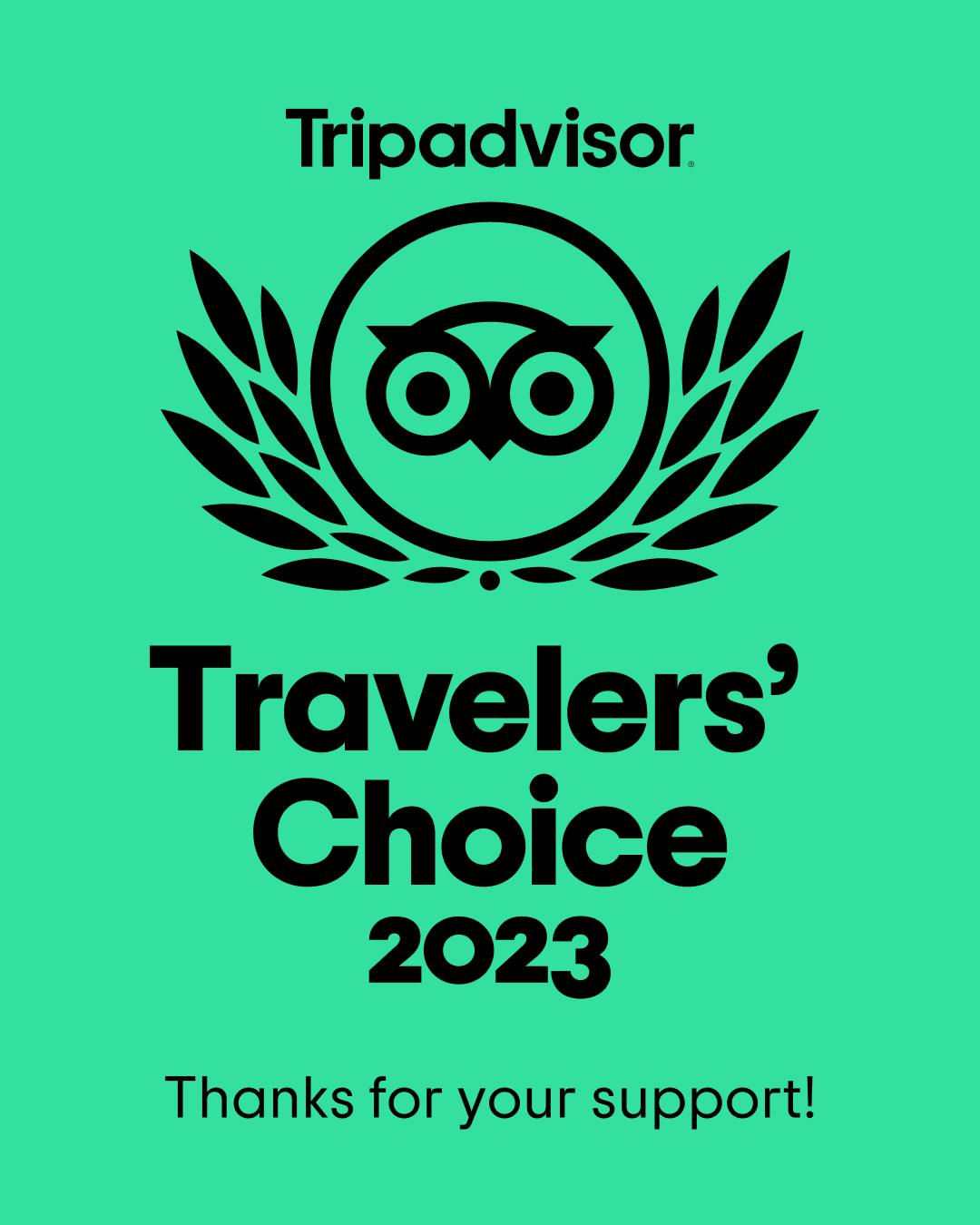 Tripadvisor Travelers' Choice 2023 badge