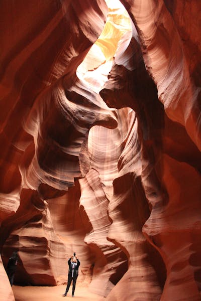 a person in a canyon