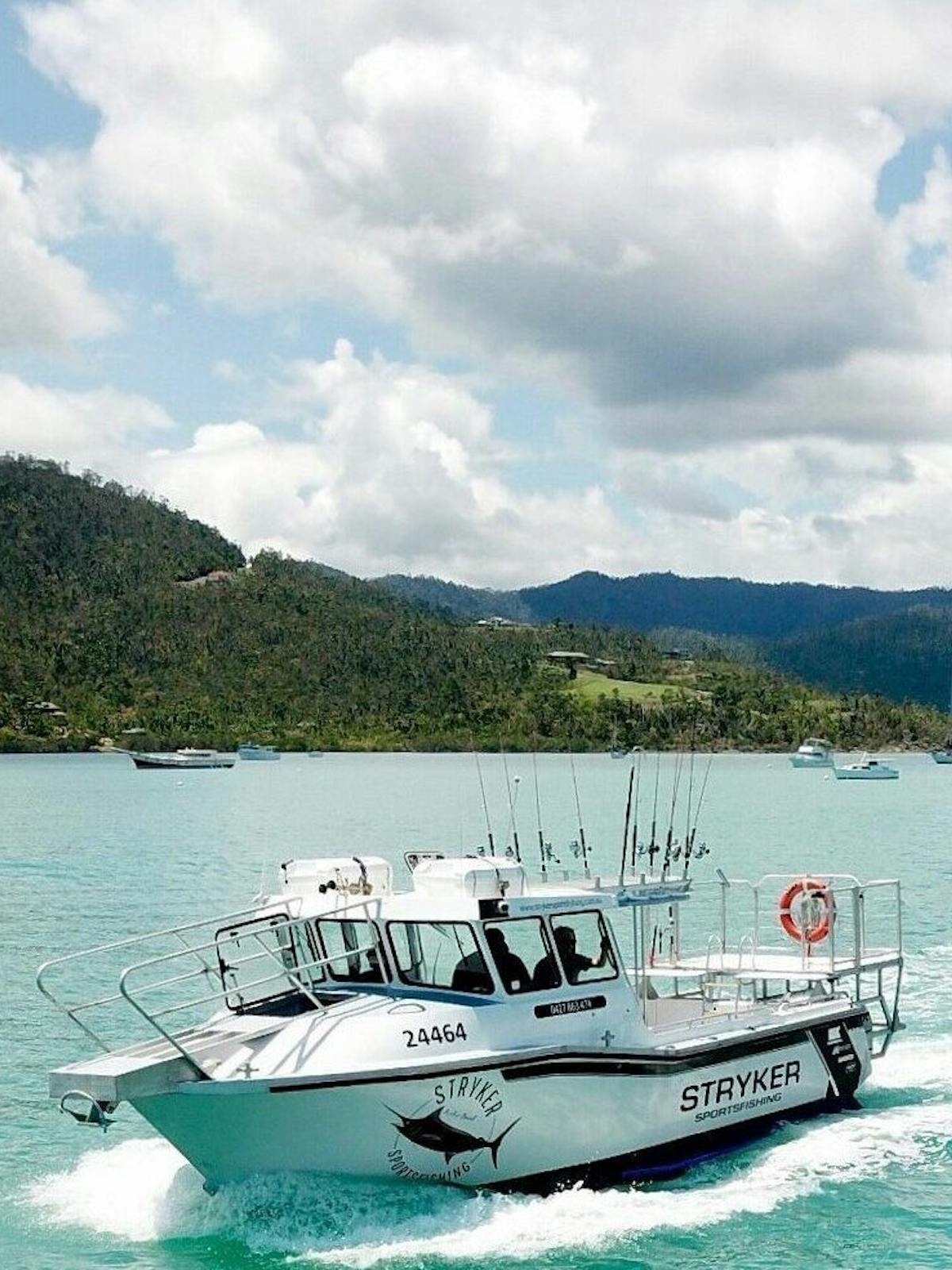 airlie beach fishing charters' boat, stryker, in airlie beach, queensland