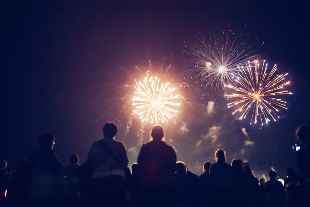 a group of fireworks in the sky