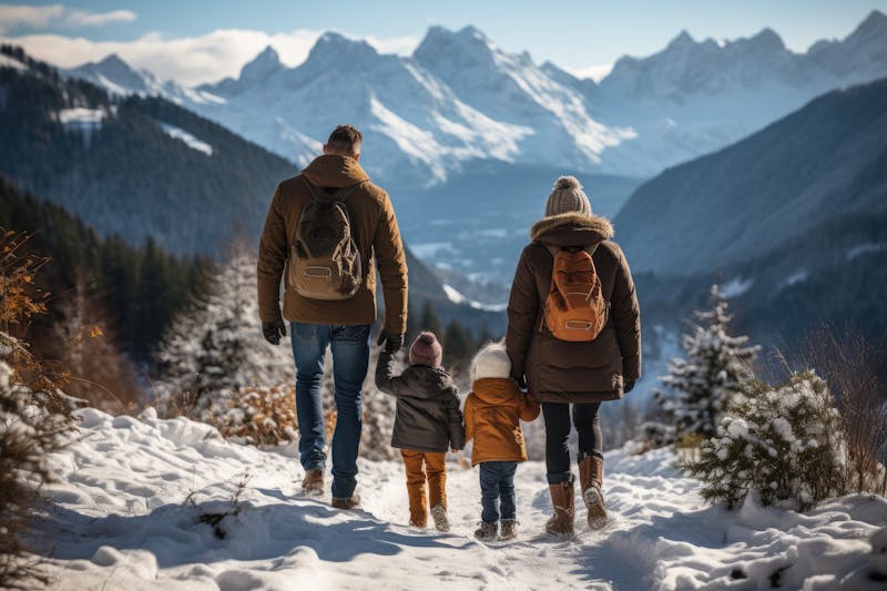 a group of people standing on top of a snow covered mountain