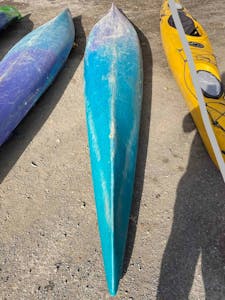 bottom of blue kayak
